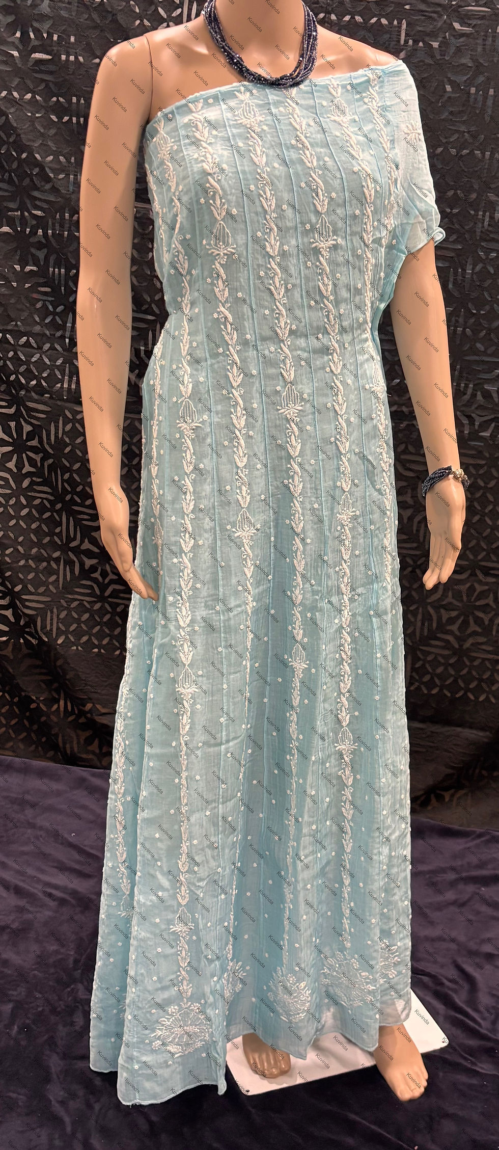 Thumbnail: Mul Chanderi Anarkali in Sky Blue 