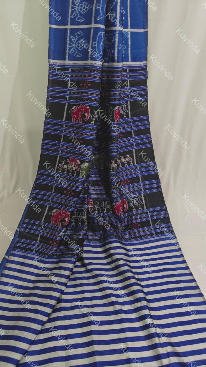 Thumbnail: Royal Blue Nabakothi Mulberry Silk Saree