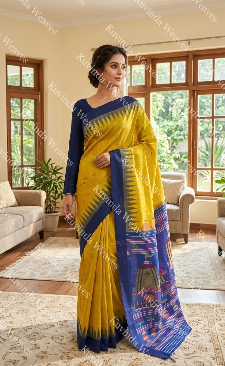 Thumbnail: Pure Tussar Silk Saree : Ratha Yatra Pallu |