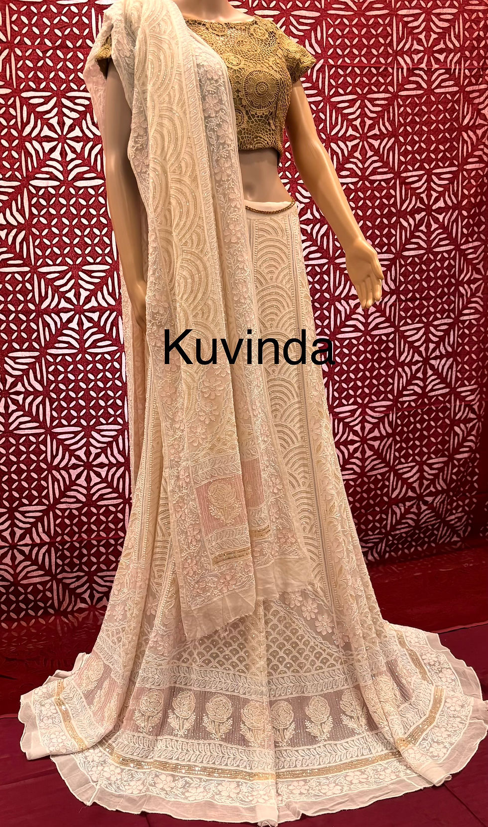 Thumbnail: Off-White Chikankari  Lehenga Set :Premium Collection 