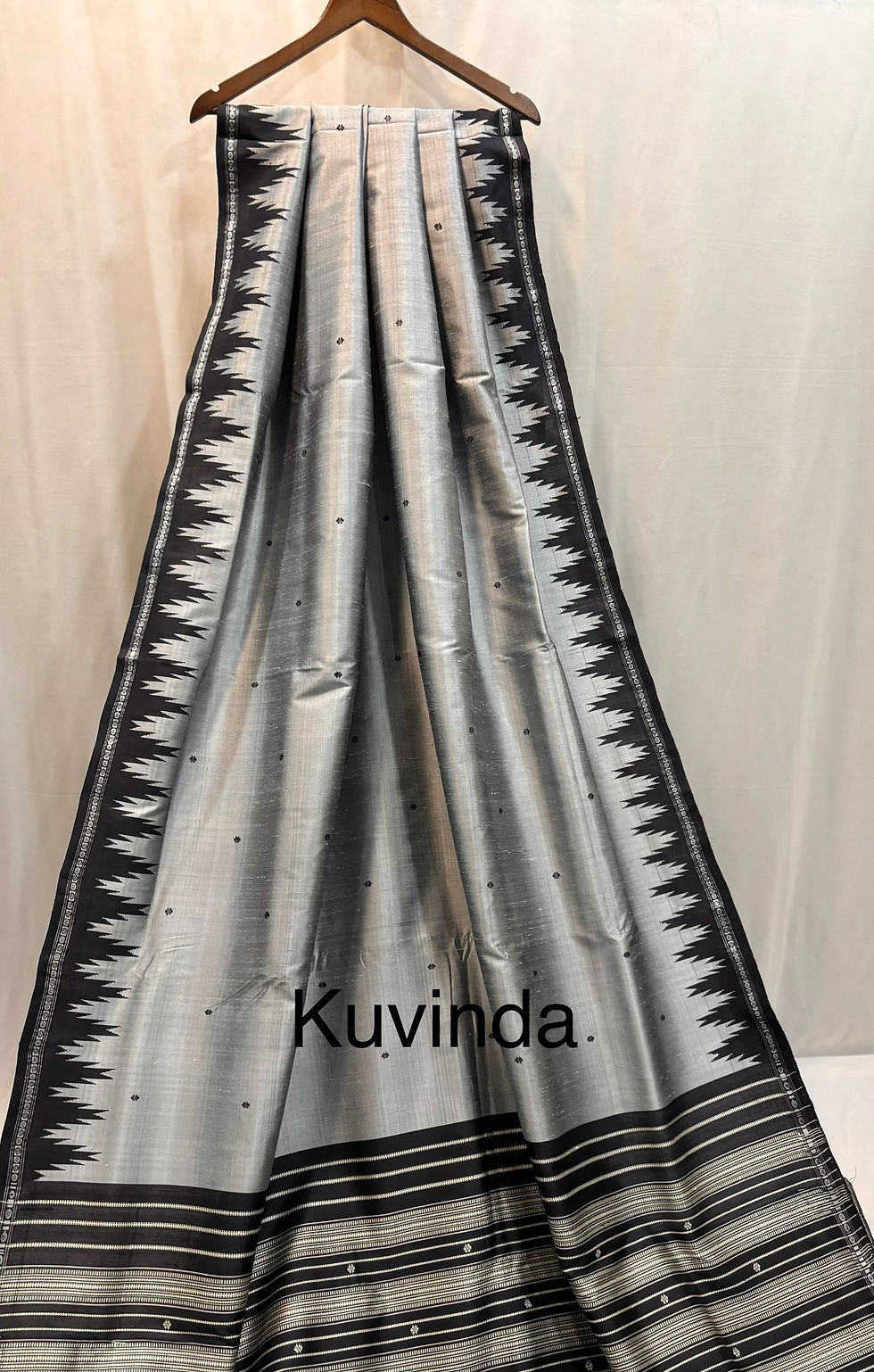 Thumbnail: Pure Silk Saree in a stunning Steel Gray