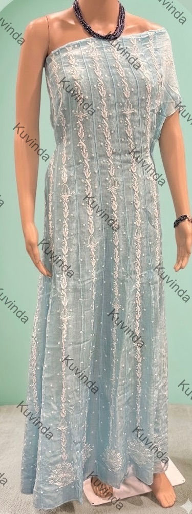Thumbnail: Mul Chanderi Anarkali in Sky Blue 