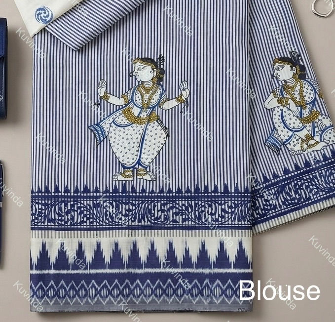 Thumbnail: White Splendour : Pure Fourply Mulberry Silk Ekkat Saree