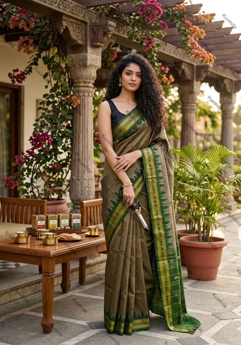 Olive Grove Silk Saree : The Collector's Weave