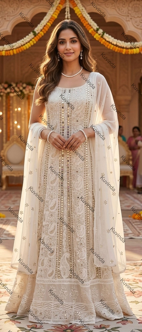 Ivory Reverie , Viscose Anarkali Set