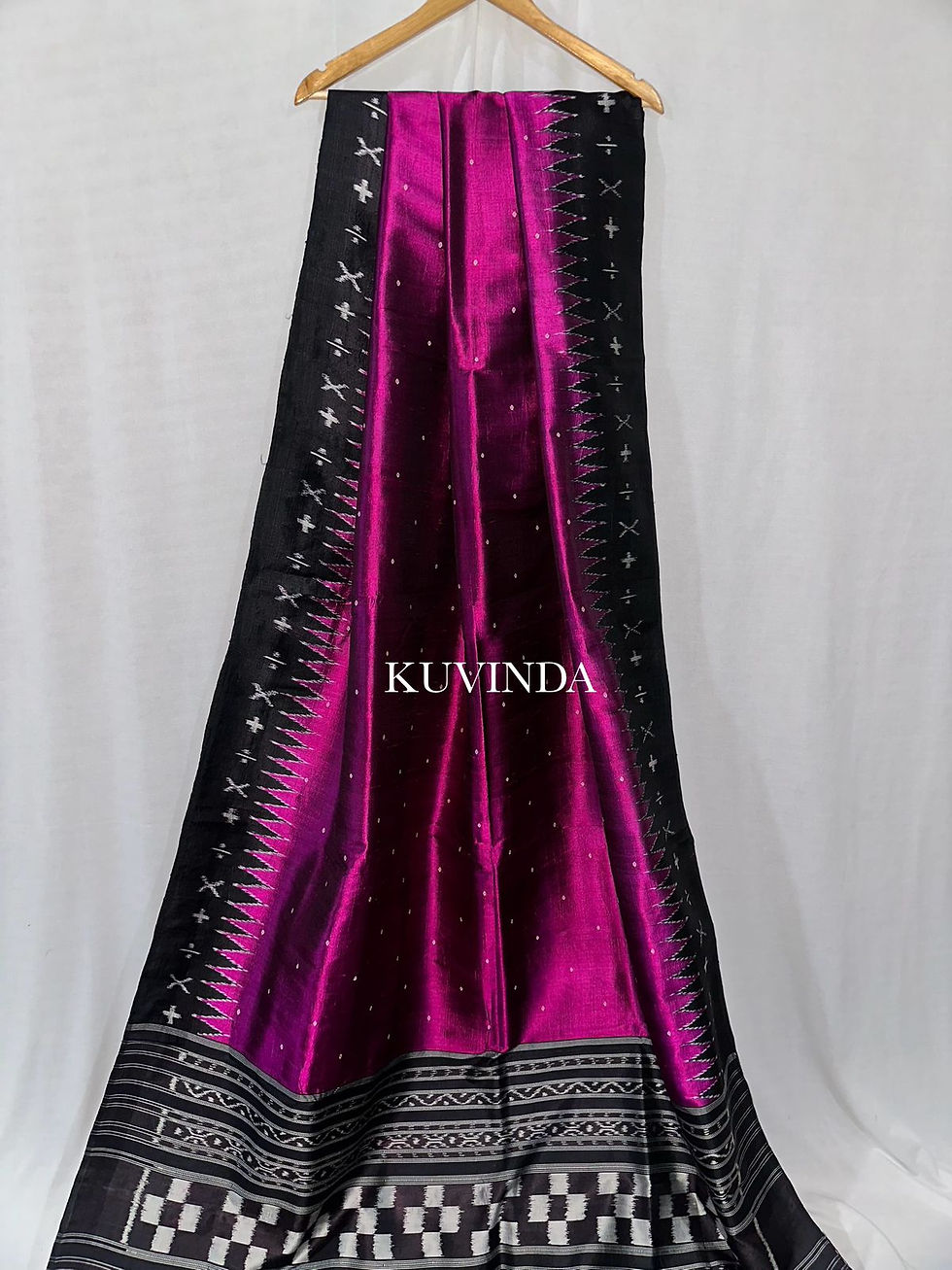 Thumbnail: Pure Silk Saree in deep magenta and the black border