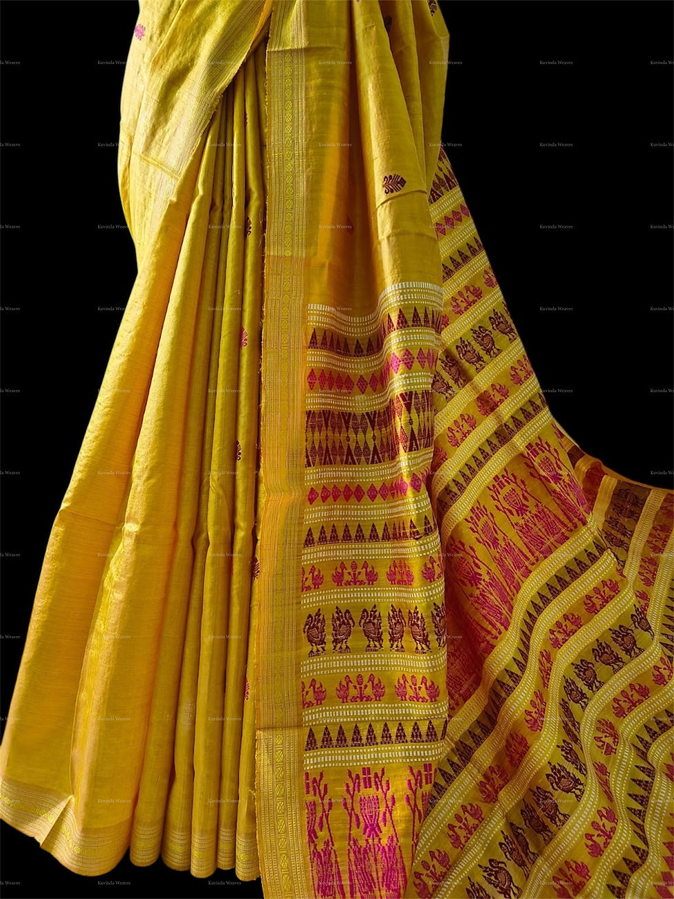 Thumbnail: Tussar Silk Saree with Multicolour Jala Pallu