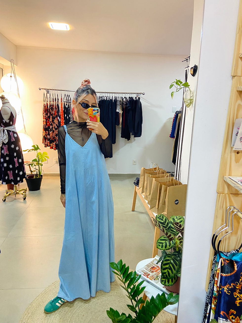 Miniatura: Vestido Bem Astral Longo Jeans