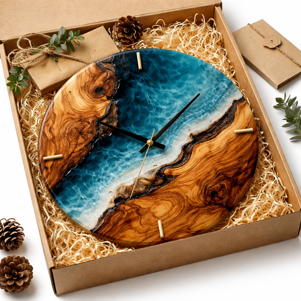 Olivenholz mit Blauer Ozean Epoxidharz