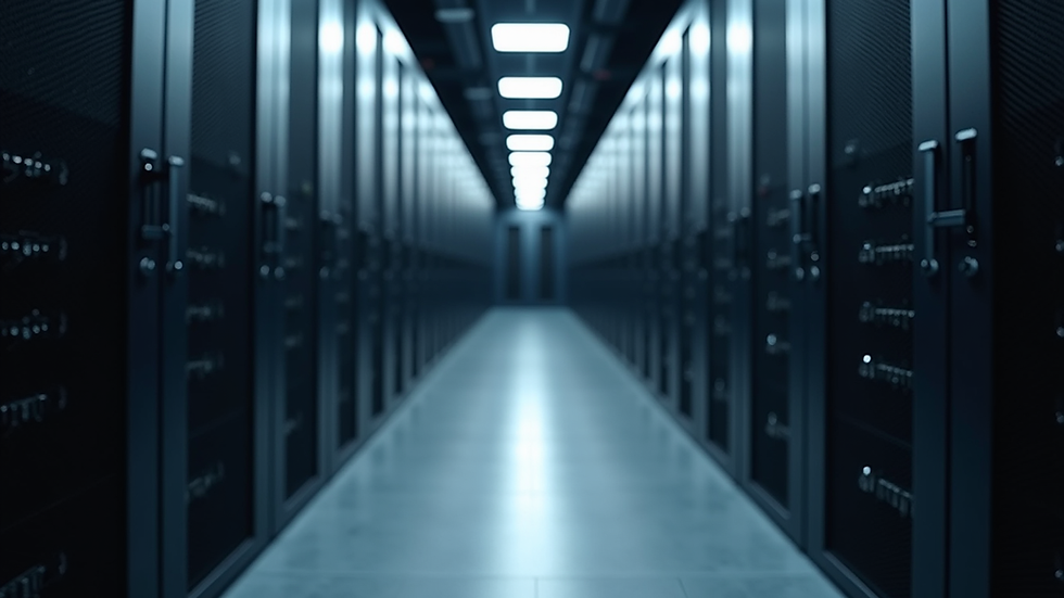 Eye-level view of server racks in a data centre