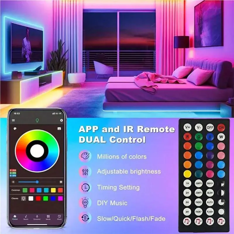 Thumbnail: RGB Led Strip Lights 5m 10m 20m 30m Led Room Light With APP Control Flexible