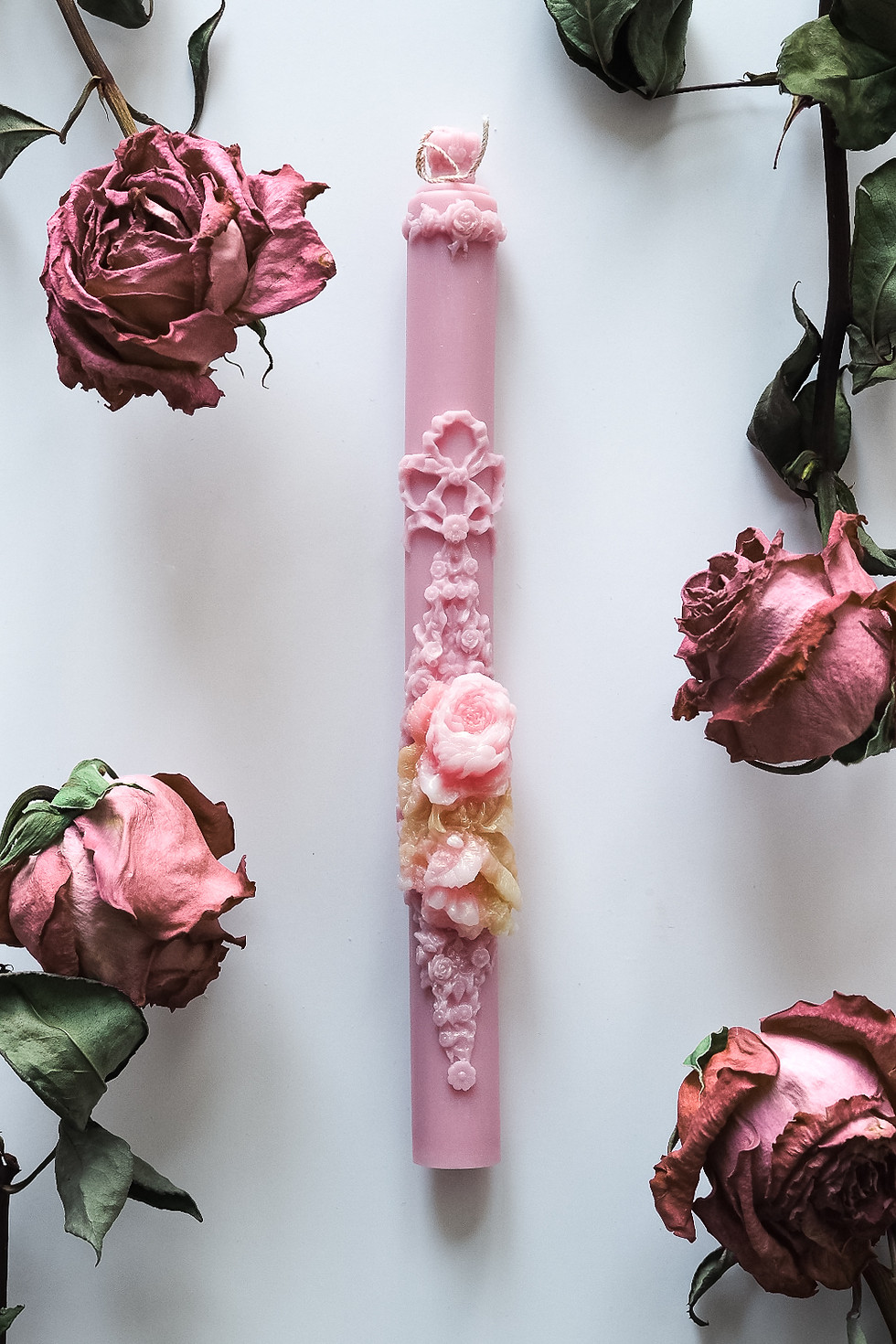 Thumbnail: Scented Taper Candle with flower relief