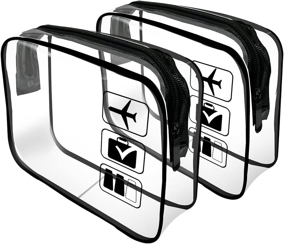 See through toiletry bags are great to pack your 100ml bottles