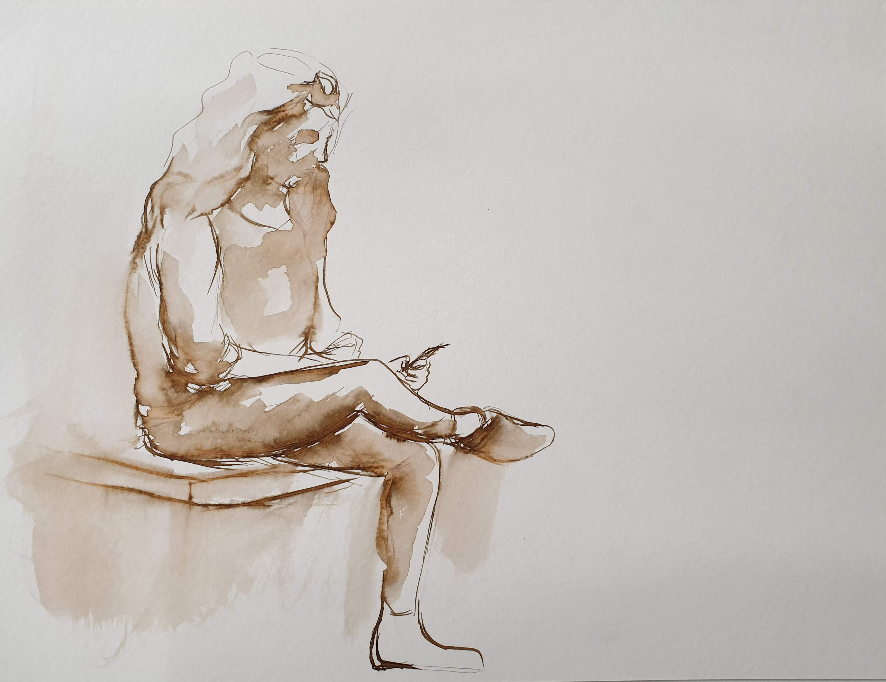 Figür - Orijinal Mürekkep Resim