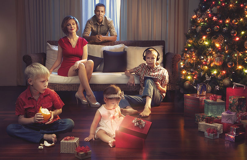 New Year family lifestyle photoshoot in a luxury Phuket villa with natural warm lighting and emotional candid moments