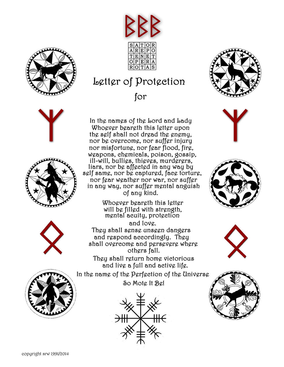 Pagan Himmelsbrief (Letter of Protection) designed by Silver RavenWolf