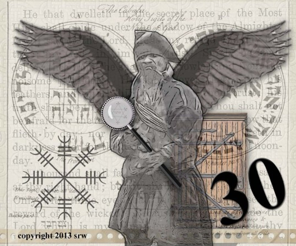 The Angel of Closure -- sometimes we fear closure because we are afraid that we will be hurt -- by what, we are not sure; but, just the thought of suffering turns us away from closure. Sadly, to end the suffering we need to choose closure, rather than continuance. This digital collage is about closure with protection -- the Helm of Awe, the Names of God, the protective sigil in the wand. The message is: You can close with peace, harmony and protection -- endings need not be filled with fire, hate, or fear.
