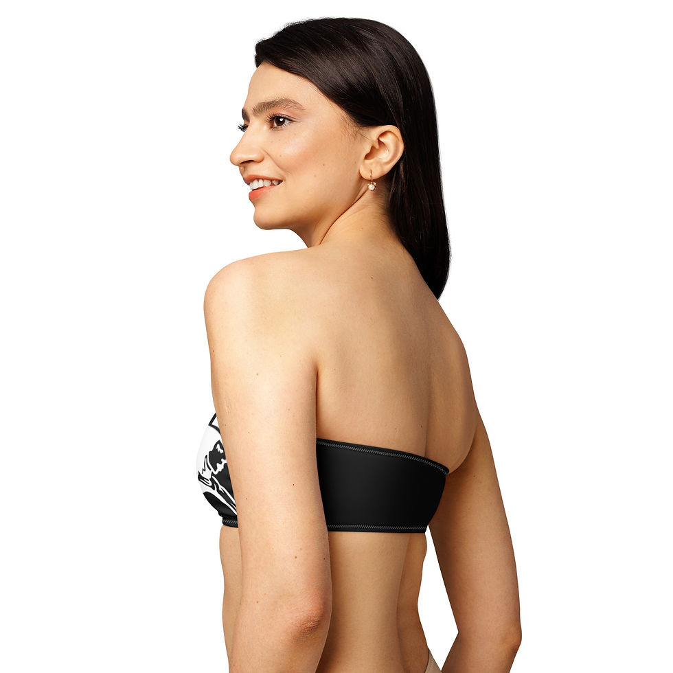 Thumbnail: BLACK & WHITE - COWGIRL Recycled bandeau bikini top