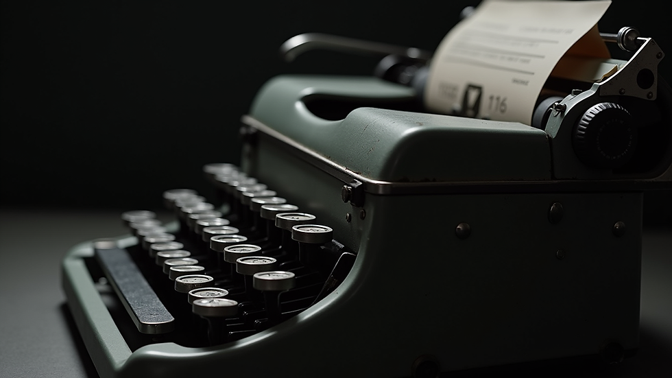 Close-up view of a vintage typewriter with a dark background