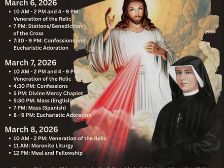 St. Faustina Relics March 6-8