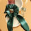 Miniature : Chouchou foulard en satin de coton vert sapin