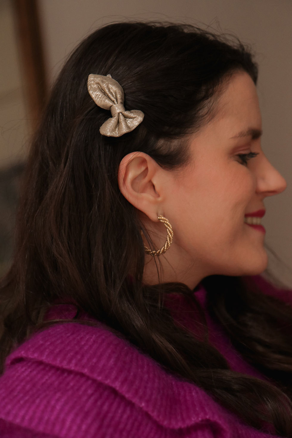 Miniature : Barrette Hédoné noeud couleur or pâle