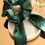Miniature : Chouchou foulard en satin de coton vert sapin