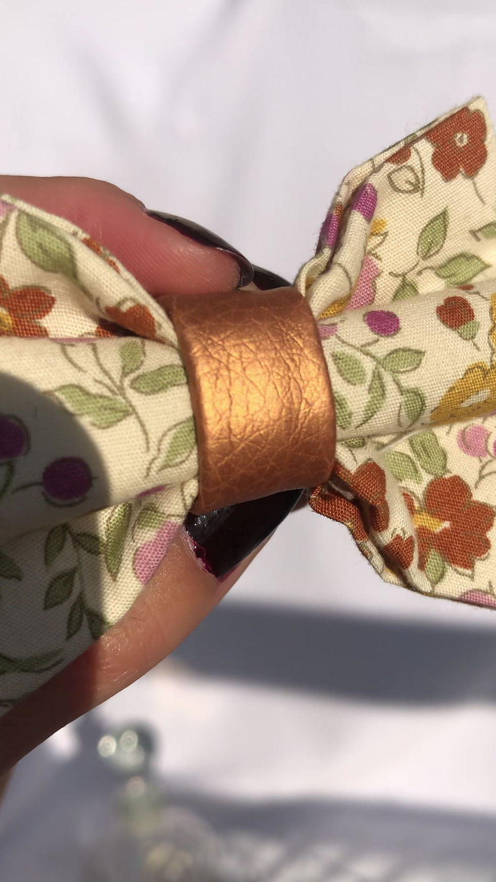 Miniature : Noeud à clipper fleur jaune, marron glacé et cuivre