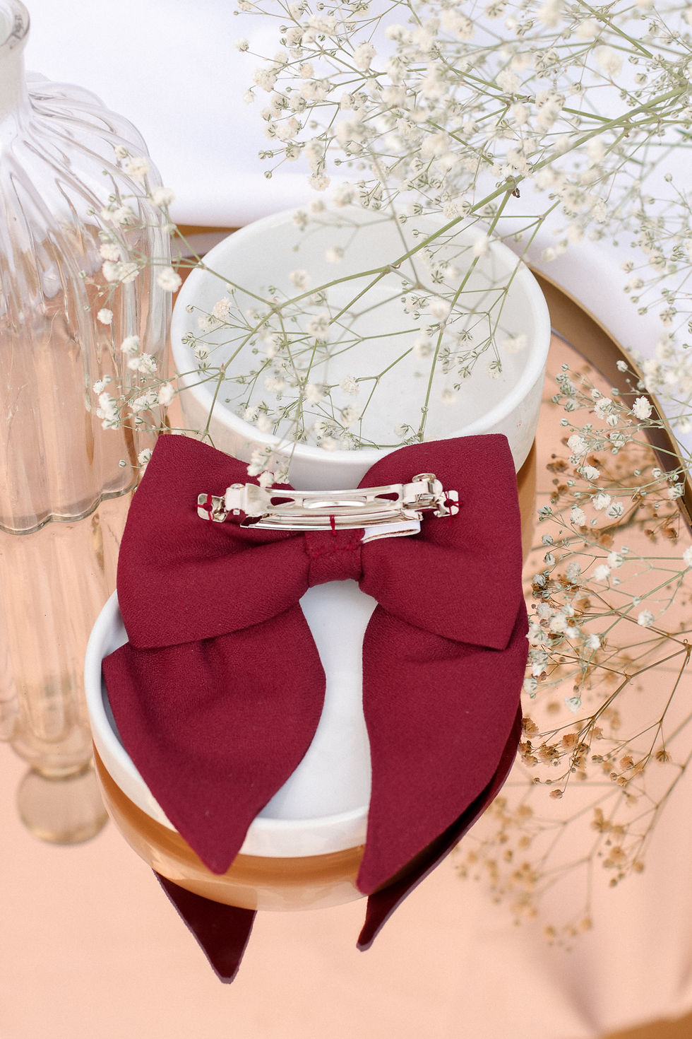 Miniature : Maxi barrette noeud bordeaux
