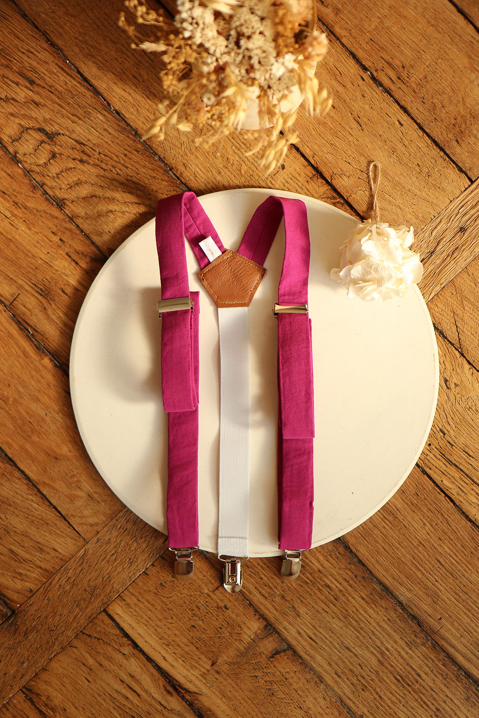 Miniature : Bretelle réglable homme en coton rose magenta   