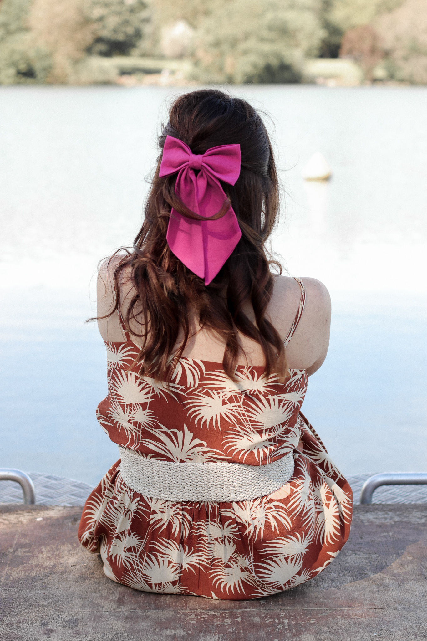 Maxi barrette noeud rose fuchsia