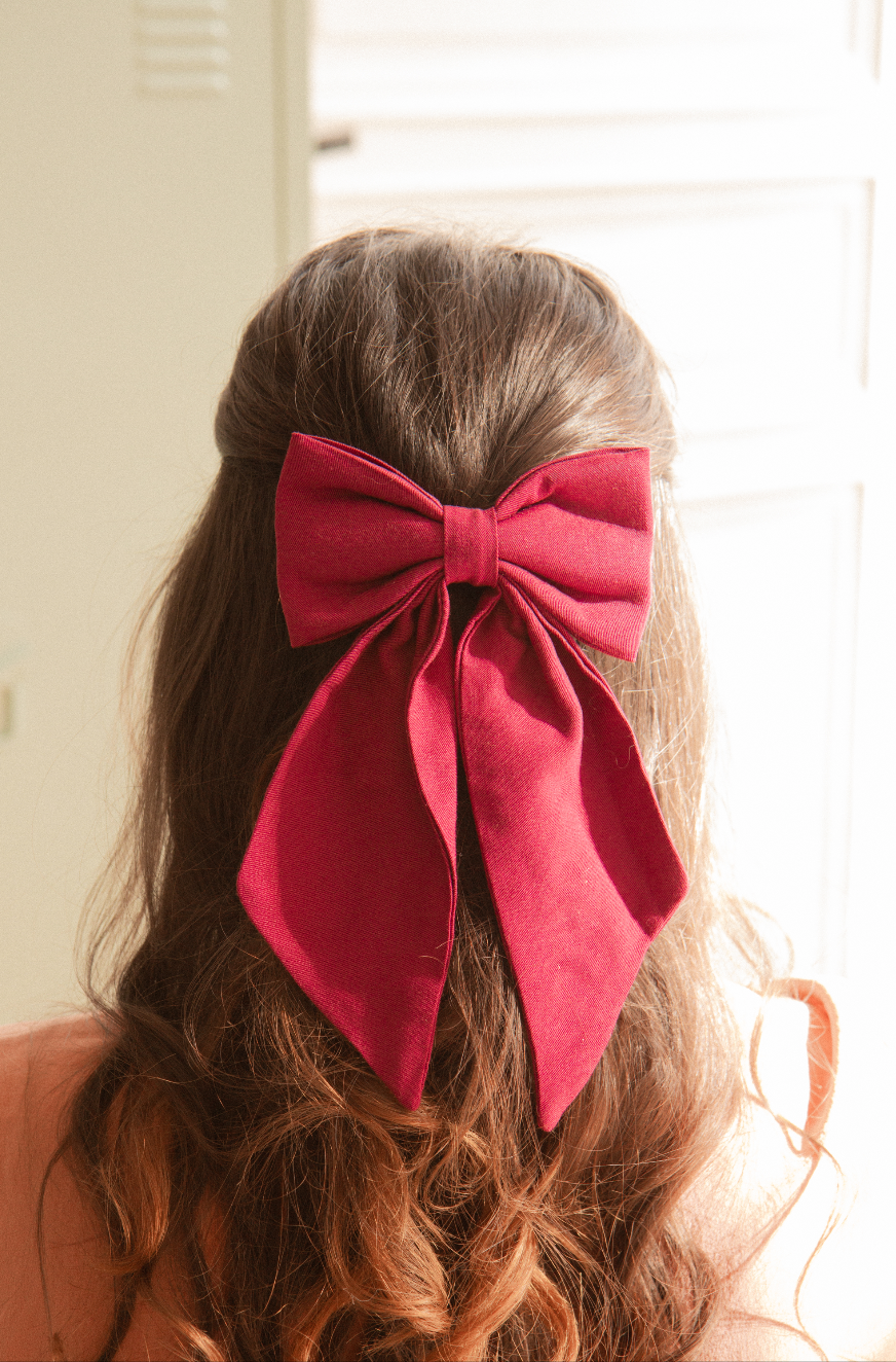 Maxi barrette noeud magenta