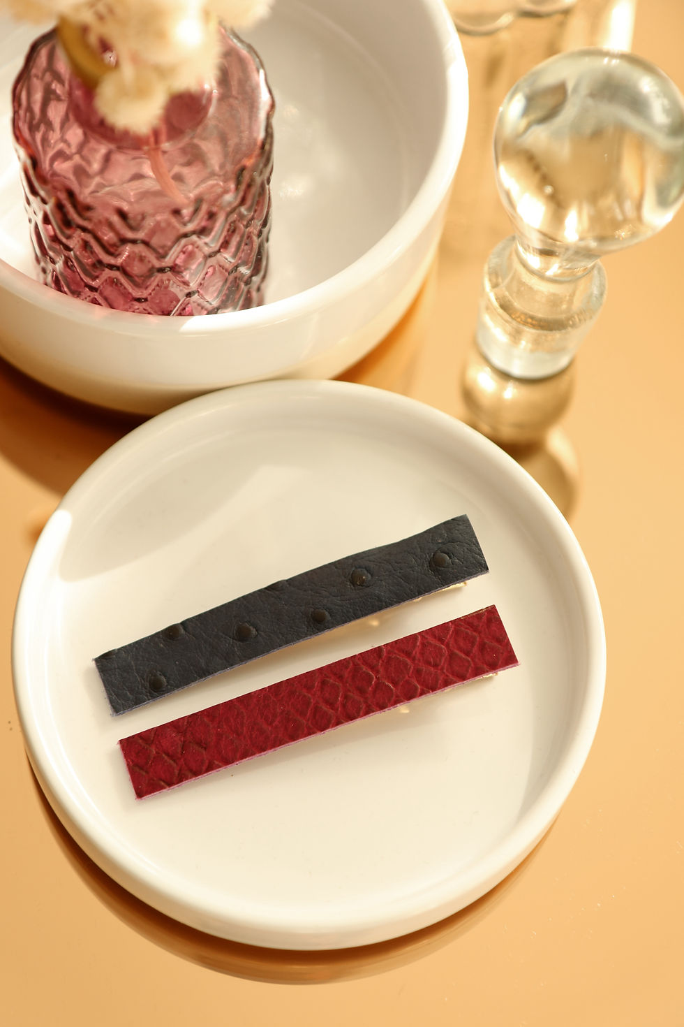 Miniature : Barrette cuir bleu marine 