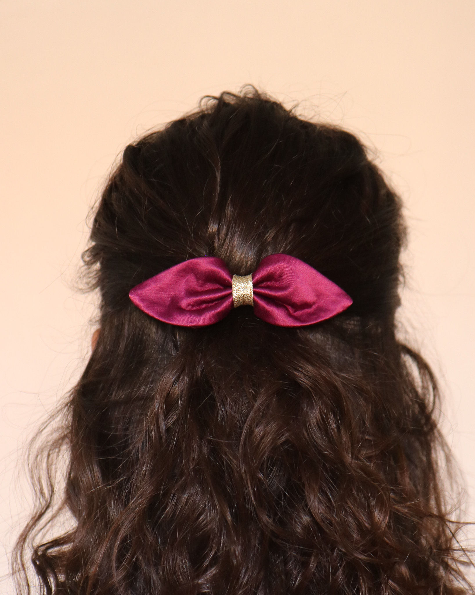Barrette noeud Joséphine rose magenta