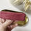 Miniature : Barrette plate Jeanne en velours cotelé rosewood rose fonce 