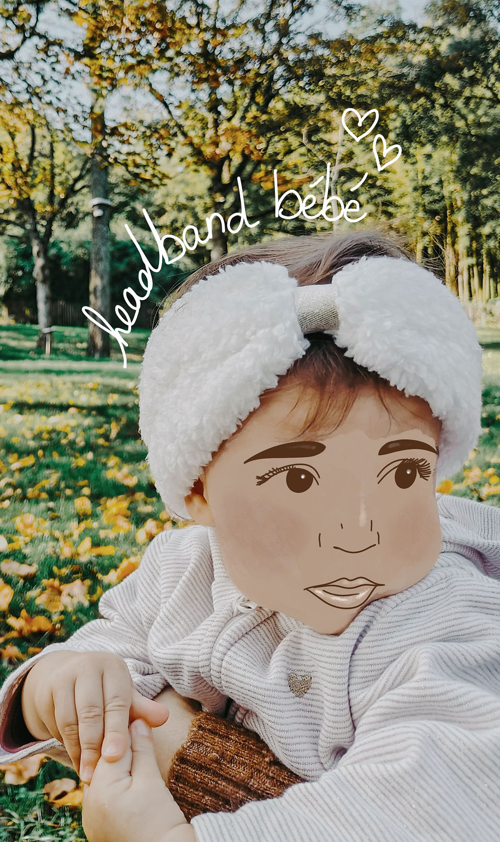 Bandeaux d'hiver en polaire blanc cassé ou blanc cassé et centre doré bébé