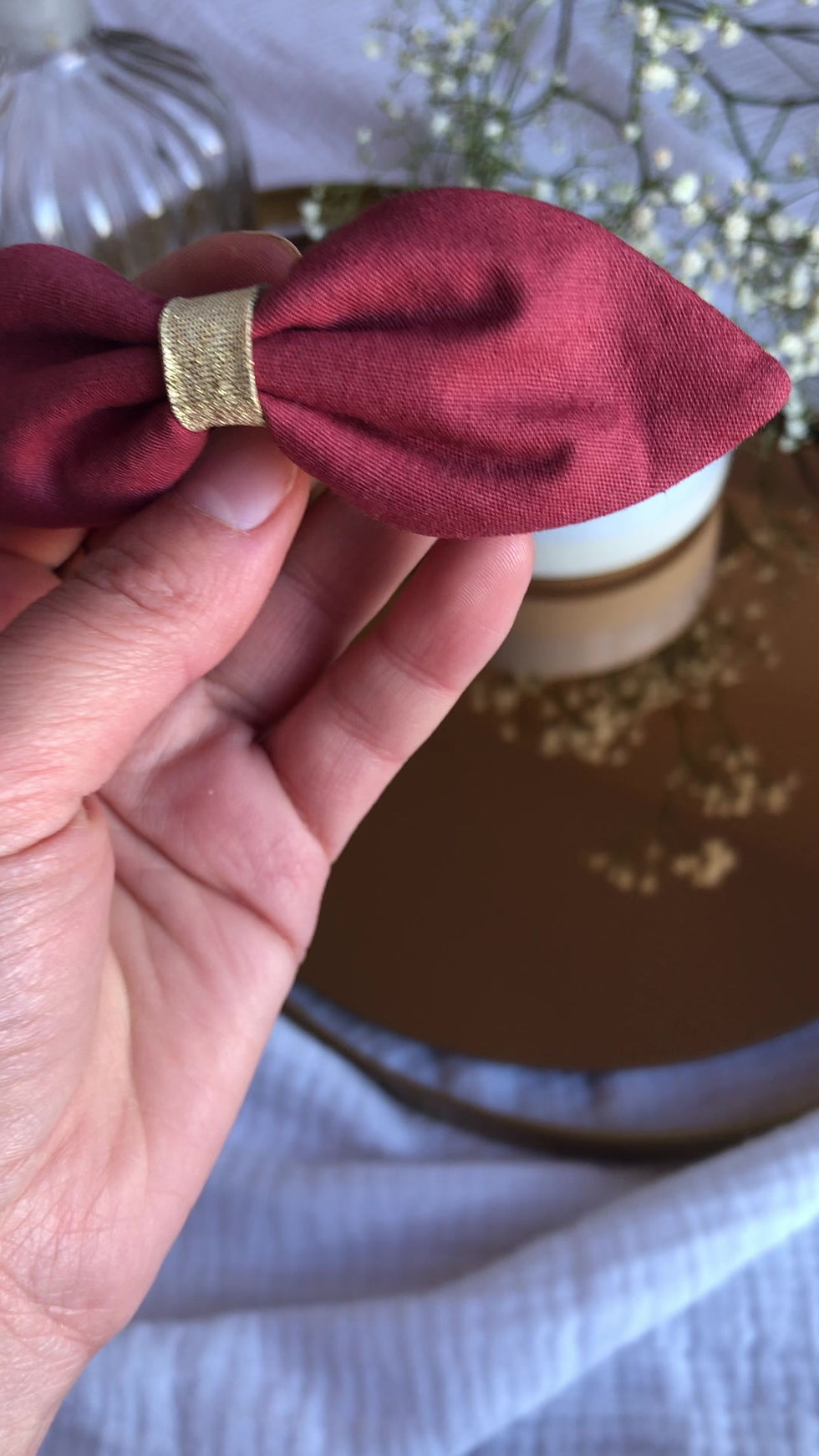 Miniature : Barrette noeud Joséphine terracotta