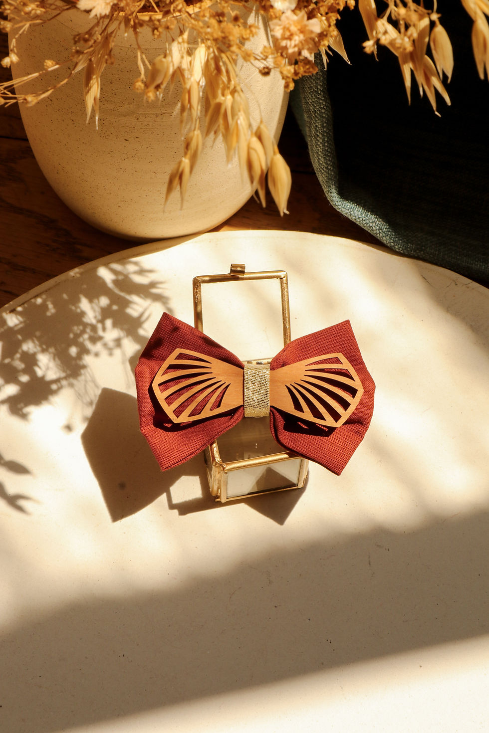 Miniature : Nodaré - Noeud à clipser rouge terracotta et noeud en bois