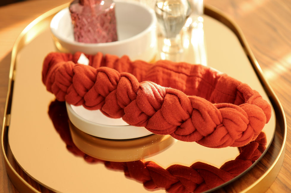 Miniature : Headband tressé en double gaze de coton terracotta