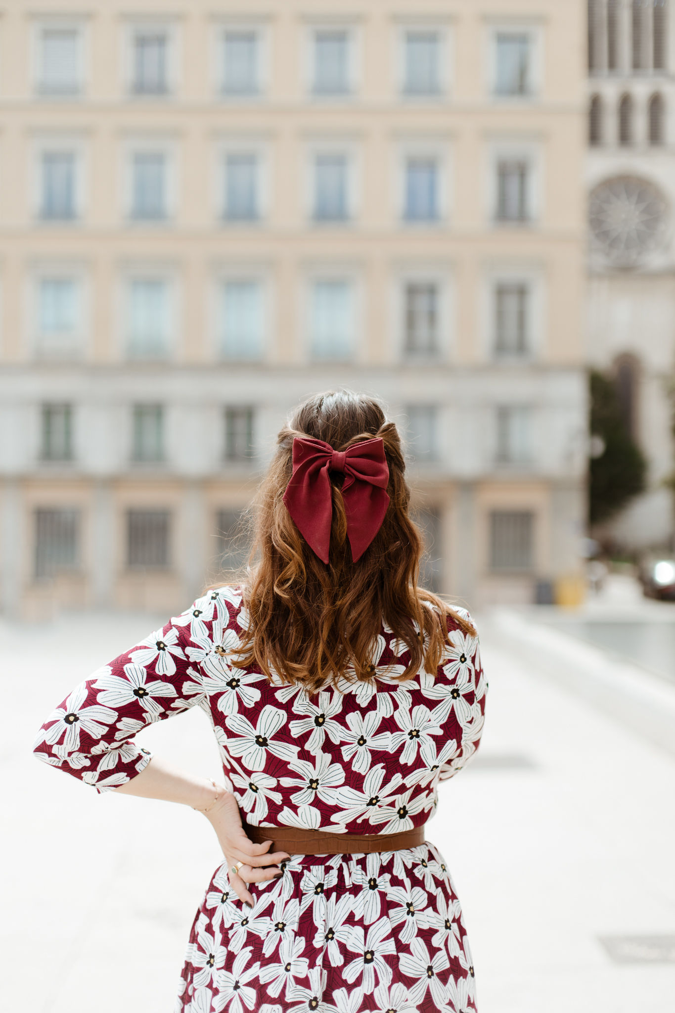 Maxi barrette noeud bordeaux