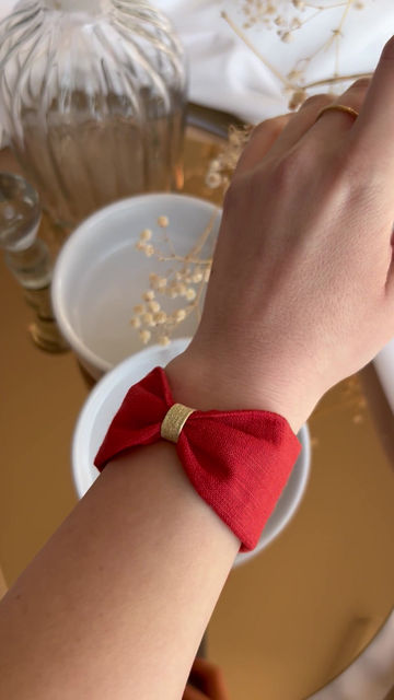 Miniature : Manchette noeud rouge orange corail