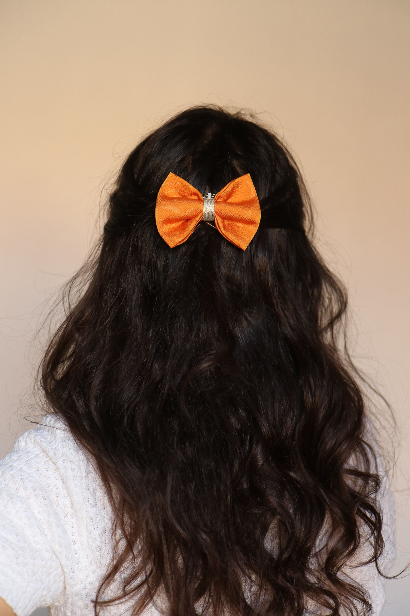 Noeud a clipper orange zèbre satiné et texturé