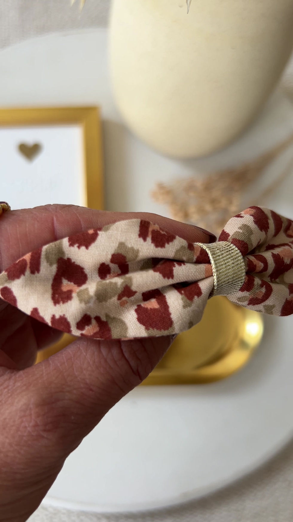 Miniature : Barrette noeud Joséphine imprimé léopard rouge terracotta