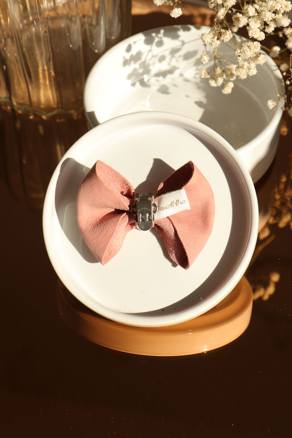 Miniature : Noeud à clipper cuir rose