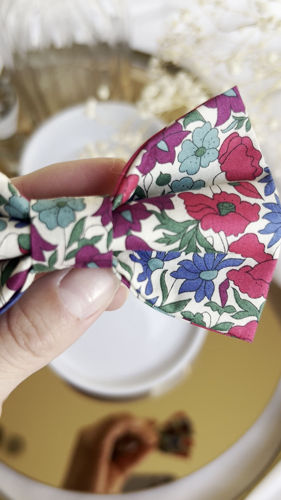 Miniature : Cache-agrafes noeud a clipper fleur coquelicot liberty poppy and daisy Tana lawn