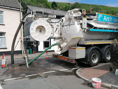 Arch Services Performing A Blocked Drain Clean After A CCTV Inspection