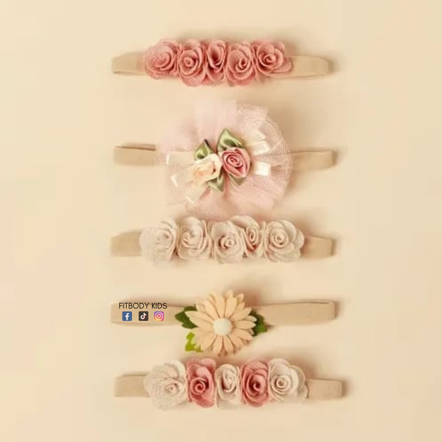 PACK DE 5 VINCHAS FLOREADAS C/TUL