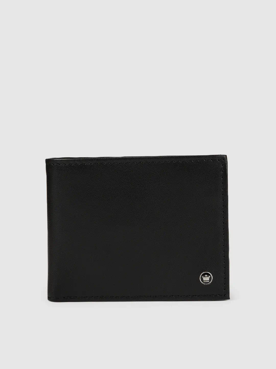 Louis Philippe Men Black Solid Two Fold Wallet