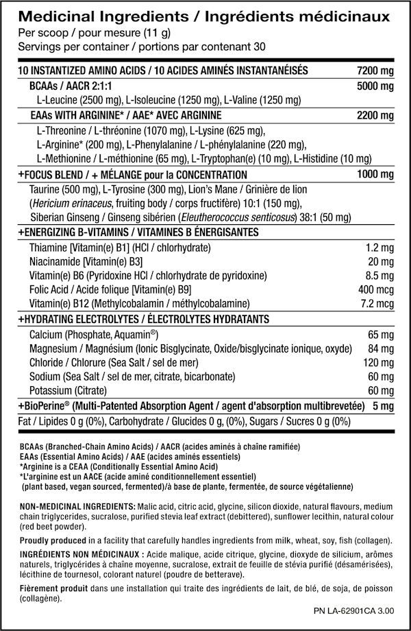 Miniature : Pure Vita Labs EAA + BCAA Complete Advanced Amino Acid Formula 30 serving 6 fact