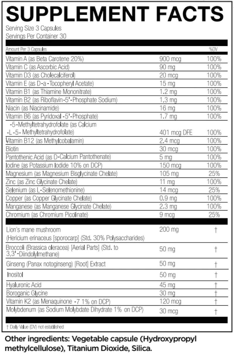 NutriFitt Epic Multi High-Performance Multivitamin 2 fact
